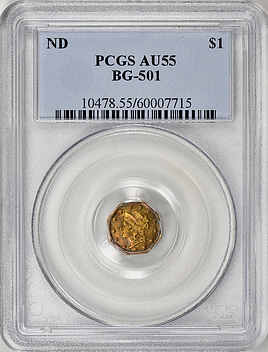 ND G$1 Gold Octagonal Liberty BG-501 PCGS AU-55 | PCGS Cert