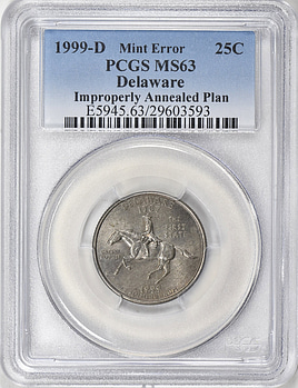 Mint Error 1999-D State Quarter Delaware Improperly Annealed
