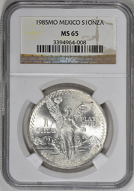 Mexico 1985-Mo Silver 1 Onza Libertad NGC MS-65 (Item 320004