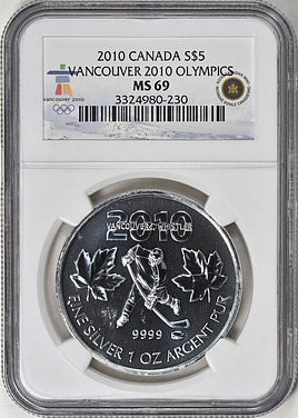 Canada 2010 S$5 Silver Vancouver 2010 Olympics NGC MS-69 | NGC
