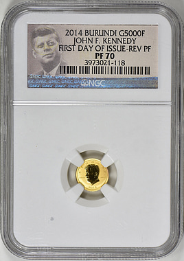 Burundi 2014 Gold 5000 Francs John F. Kennedy First Day of Issue