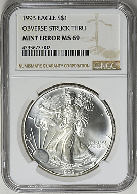 最終お値下げ✳︎レア✳︎マーキュリーガラス キリスト像 vintage アンティーク Mint Error 1993 $1 Silver Eagle Obverse Struck Through NGC MS-69