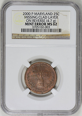 MERGE documents グリーン Mint Error 2000-P State Quarter Maryland Missing Clad Layer on