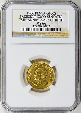 Kenya 1966 Gold 100 Shillings President Jomo Kenyatta 75th
