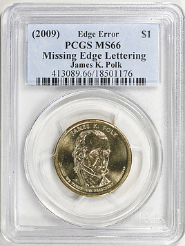 Mint Error (2009) $1 Presidential Dollar James K. Polk - Missing
