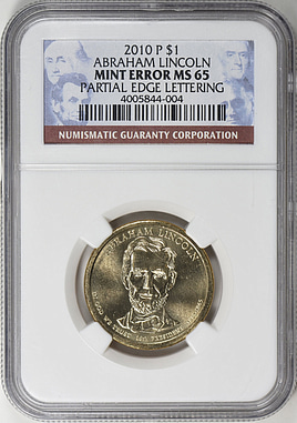Mint Error 2010-P $1 Presidential Dollar Abraham Lincoln Partial