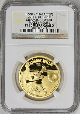 Niue 2014 Gold $200 Disney Characters - Steamboat Willie Mickey