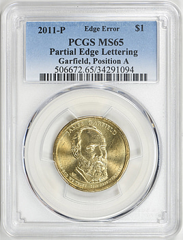 Mint Error 2011-P $1 Presidential Dollar James Garfield Partial