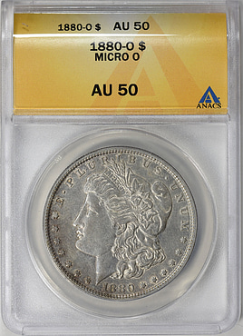 1880-O Morgan Silver Dollar Micro O ANACS AU-50 (Item 526622