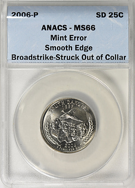 Mint Error 2006-P State Quarter South Dakota Smooth Edge