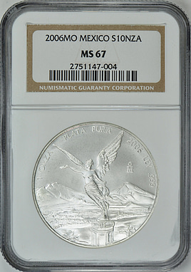 Mexico 2006-Mo 1 Onza Silver Libertad NGC MS-67 | NGC Cert