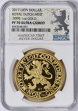 Netherlands 2017 Gold Lion Dollar Royal Dutch Mint NGC Proof-70 UC
