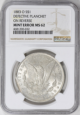 Mint Error 1883-O Morgan Silver Dollar Defective Planchet on