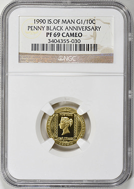 Isle of Man 1990 Gold 1/10 Crown Penny Black Anniversary NGC Proof