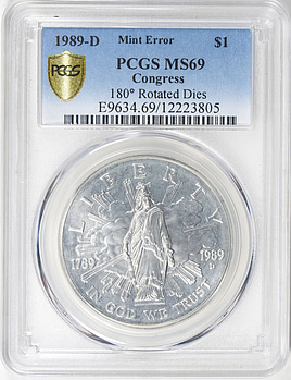C*送様 1988年製 Lawlee O’Connor 刻印ビスクドール 38c Mint Error 1989-D Congress Bicentennial Silver Dollar 180 Degrees