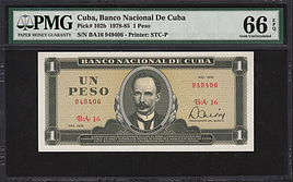 Cuba 1978-85 1 Peso Banco Nacional de Cuba Note SCWPM-102b PMG Gem