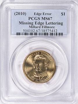 Mint Error (2010) $1 Presidential Dollar Millard Fillmore Missing