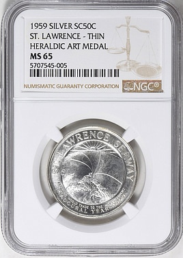 1959 Silver St. Lawrence Seaway Heraldic Art Medal Thin So-Called
