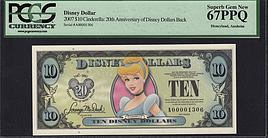 2007 $10 Disney Dollar Disneyland 20th Anniversary of Disney