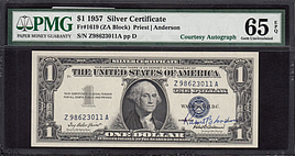 Fr. 1619 (ZA Block) 1957 $1 Silver Certificate Note Courtesy