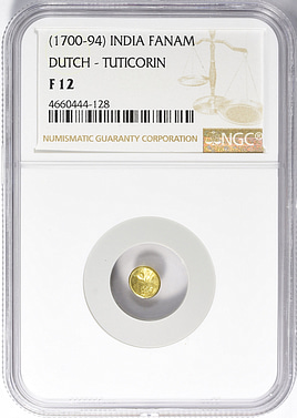 1700‐94年 インド・ファナム金貨 ダッチ・トゥティコリン NGC MS62 India - Tuticorin ND (1700-94) Gold Fannam Fr-1517 NGC F-12 | NGC