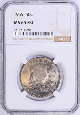 1955 Franklin Half Dollar NGC MS-65 FBL (Toned) (Item 924104