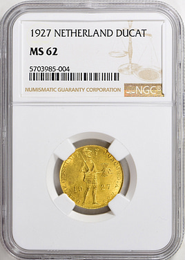 Netherlands 1927 Gold Ducat KM-83.1 NGC MS-62 (AGW = 0.1104 oz