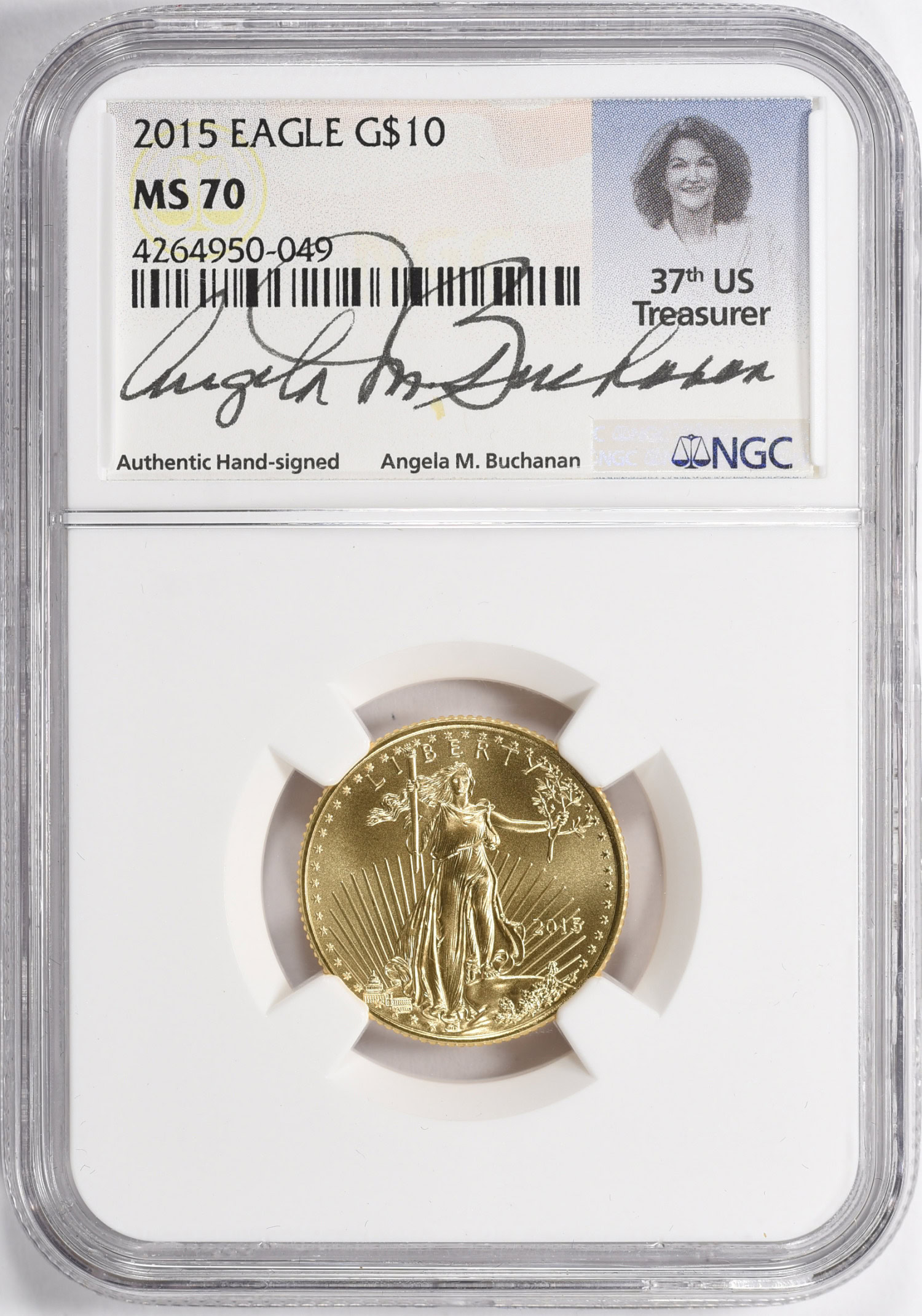 2015 10 QuarterOunce Gold American Eagle NGC MS70 (Angela M
