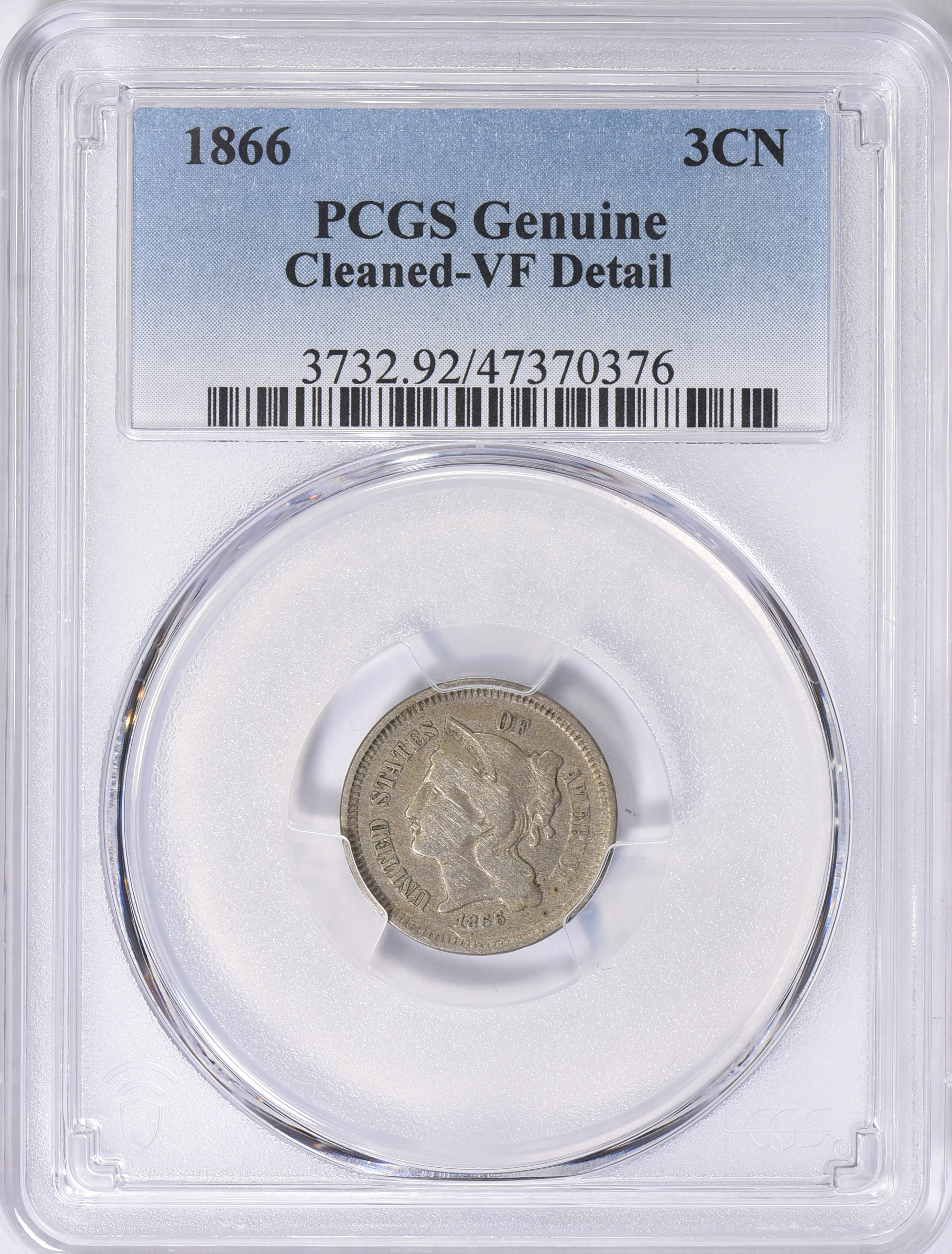 1866 Nickel Three-Cent Piece PCGS Genuine VF Details (Item 1453270 ...