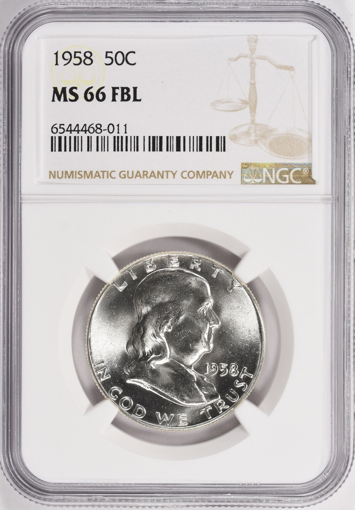 1958 Franklin Half Dollar NGC MS66 FBL (Item 1454646