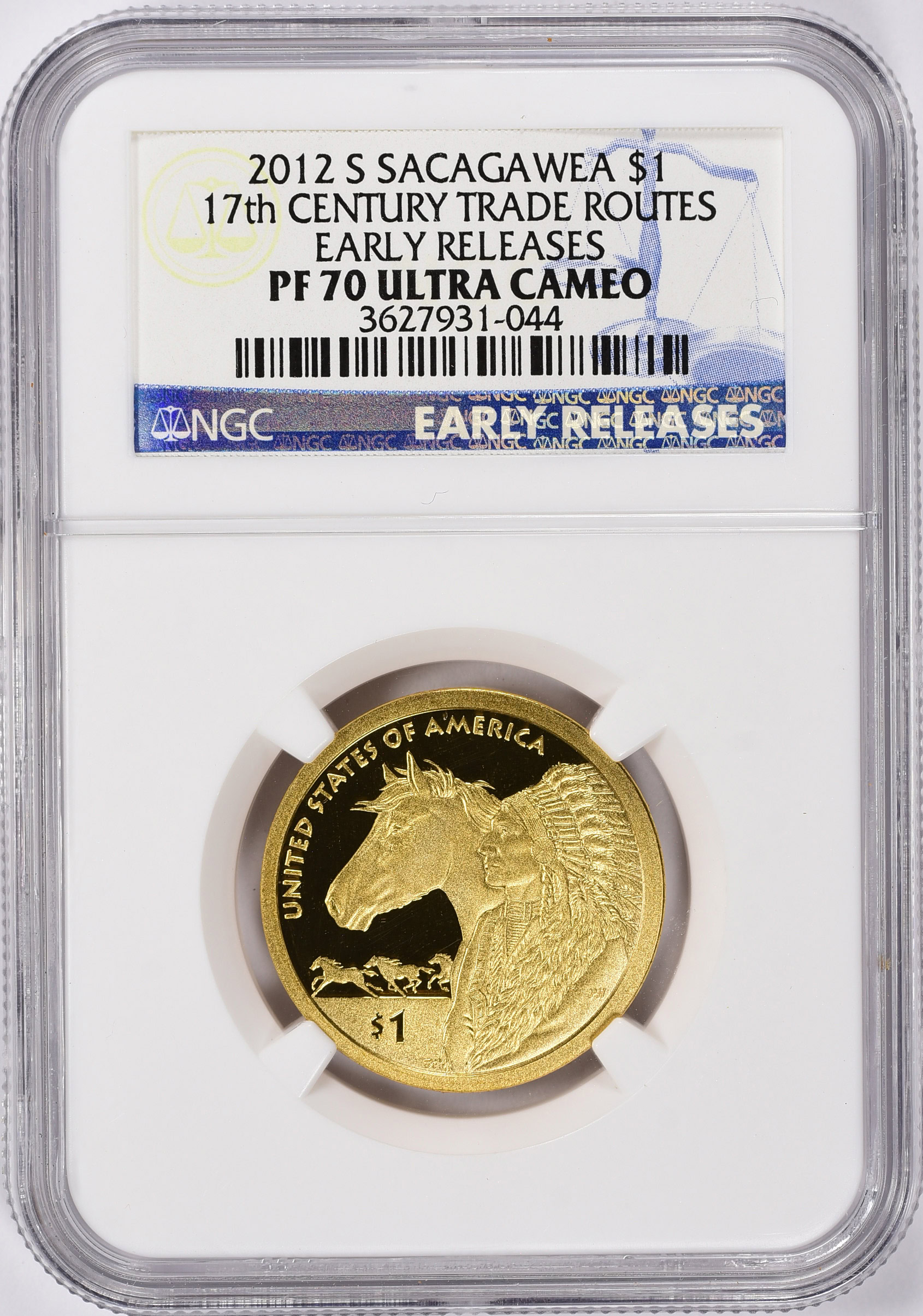 2012 S Sacagawea Native American $1 Coin – 17th Century Trade Routes, NGC PF 69 Ultra Cameo