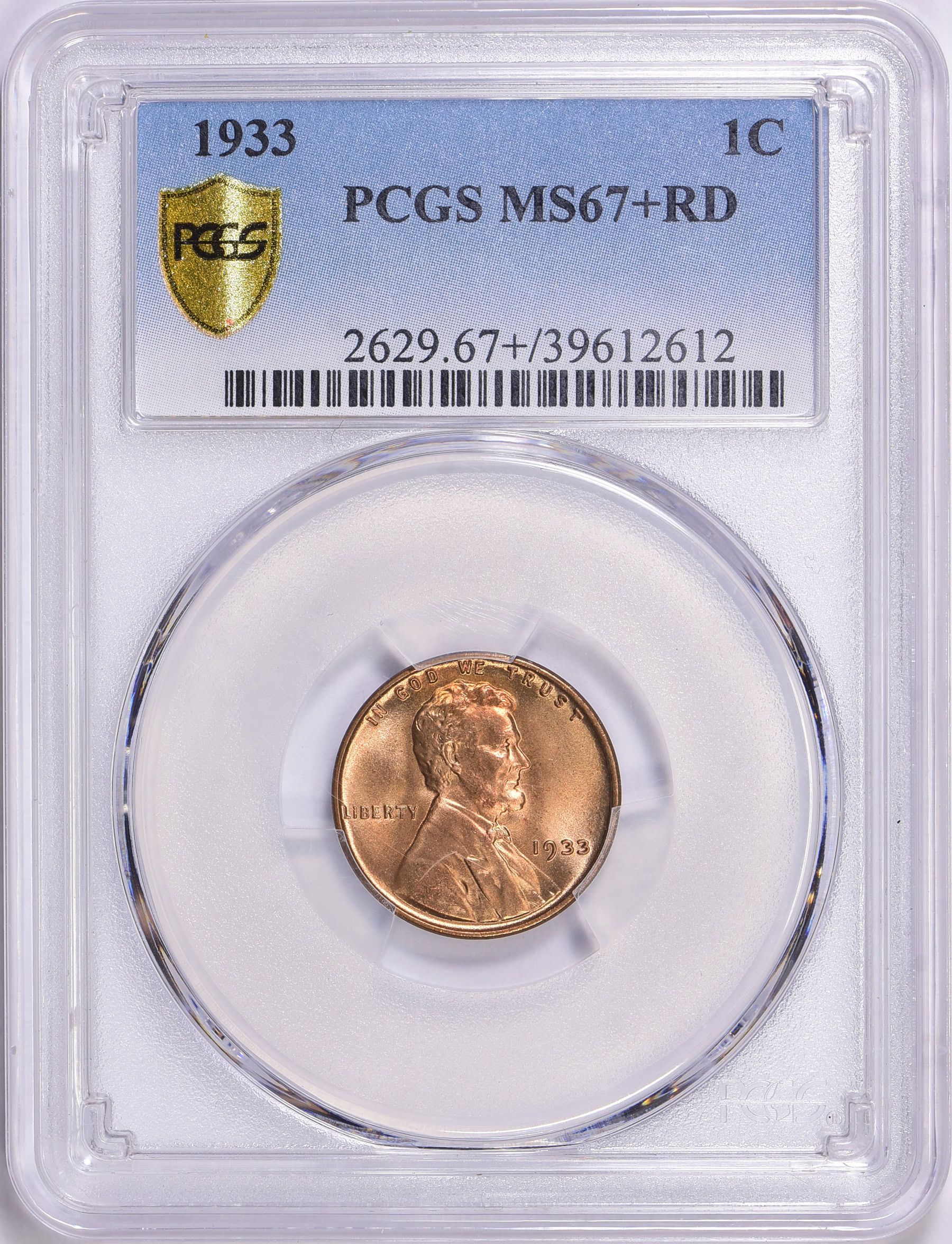 1933 Lincoln Cent PCGS MS67+ RD (Item 1571691) GreatCollections Coin