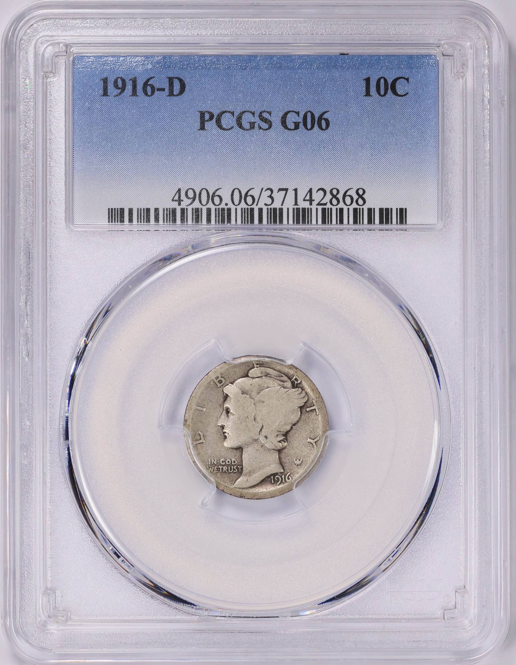 1916-D Mercury Dime PCGS G-06 (Item 1615756) | GreatCollections Coin ...