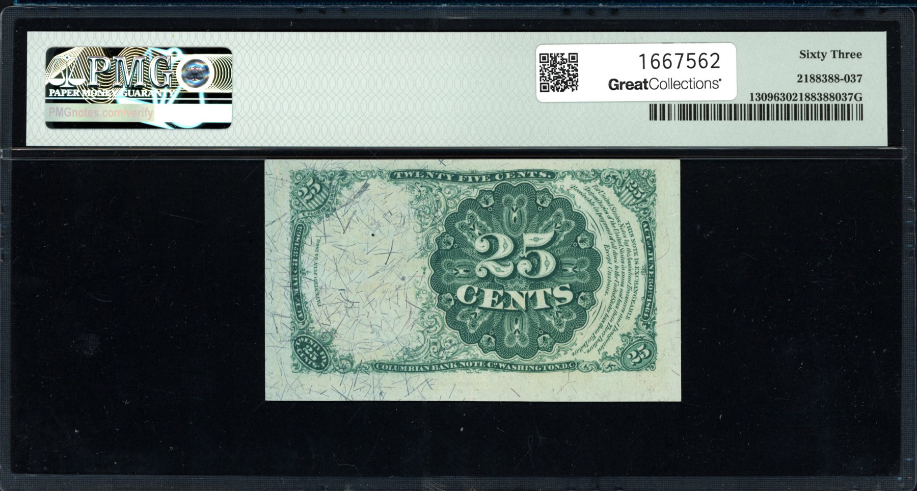 Fr. 1309 Fifth Issue 25 Cents Fractional Currency Note Allison