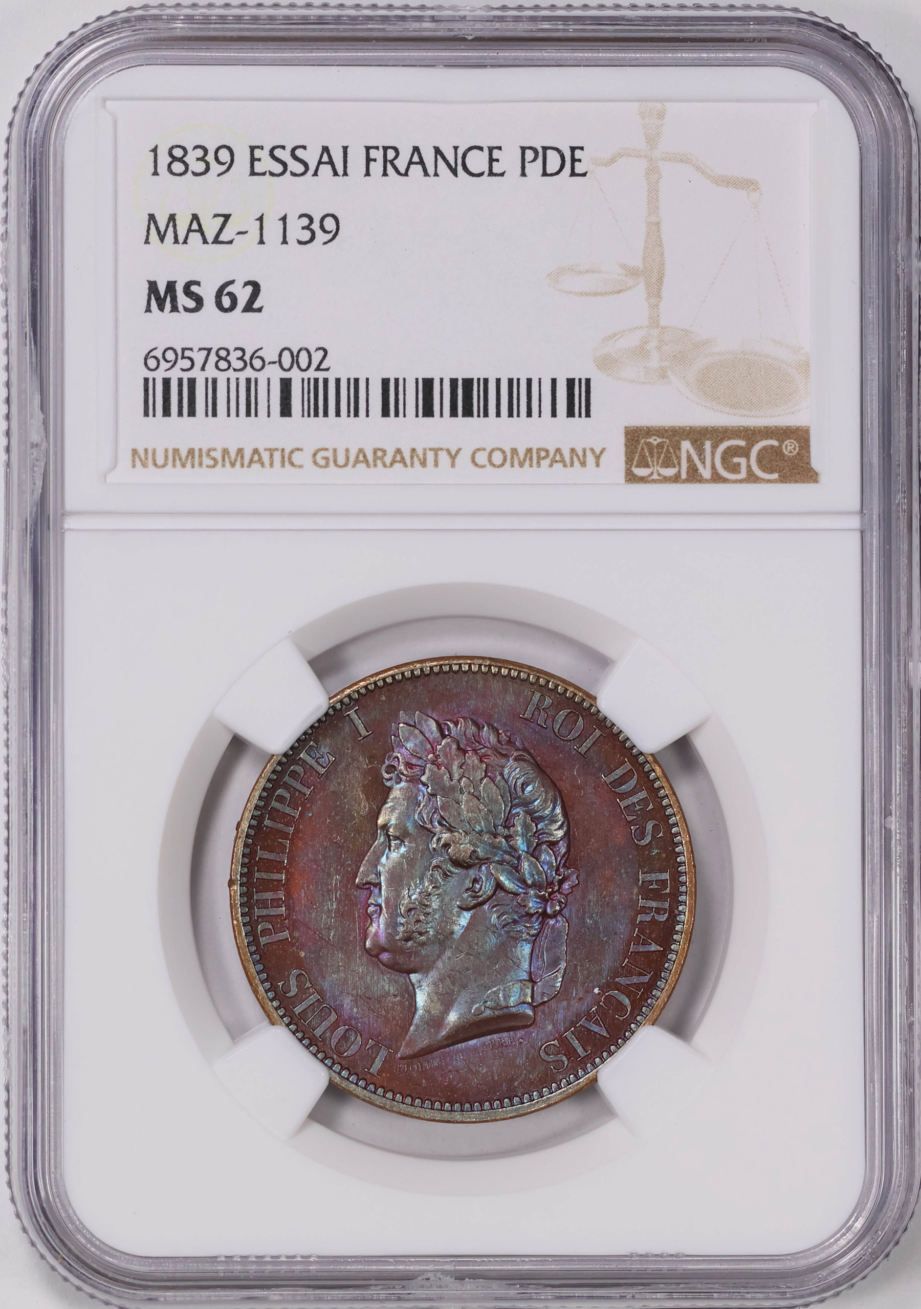 France 1839 Decime Essai NGC MS62 (Toned) (Item 1668817