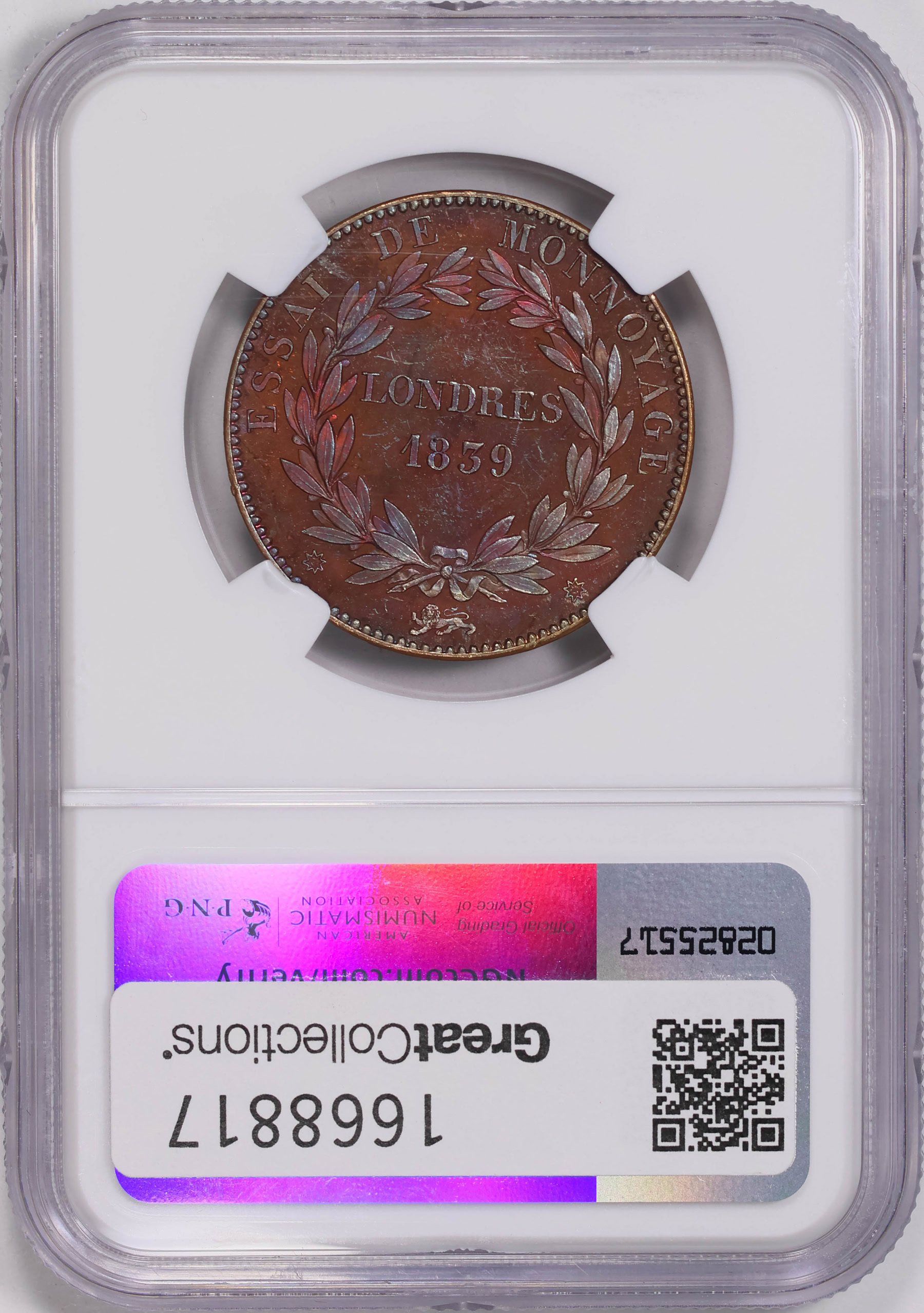 France 1839 Decime Essai NGC MS62 (Toned) (Item 1668817