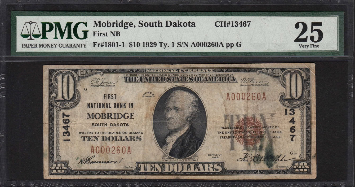 Fr. 18011 Mobridge, South Dakota 1929 Type 1 The First National Bank