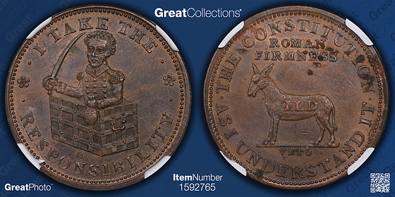 ND (1833) I Take The Responsibility Hard Times Token HT-70 NGC MS