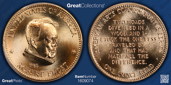 1983 Gold 1oz. American Arts Commemorative Series Robert Frost