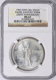 1963 Silver 33mm Padre Junipero Serra 250th Anniversary Medal SWO