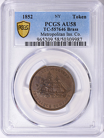 1852 New York City, New York Metropolitan Insurance Company Token