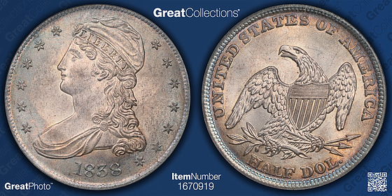 1838 Capped Bust Half Dollar NGC MS-64 (Toned) (Item 1670919