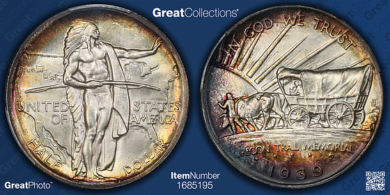 1939 Oregon Trail Memorial Half Dollar PCGS MS-67+ (CAC Green