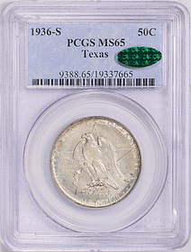 1936-S Texas Centennial Half Dollar PCGS MS-65 (CAC Green) (Item