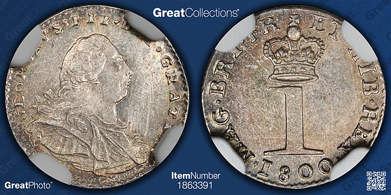 Great Britain 1800 Silver Maundy Penny KM-614 NGC MS-64 (Item