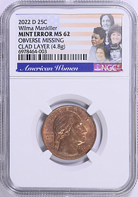 確認୧⃛(๑⃙⃘◡̈︎๑⃙⃘)୨⃛画像3枚 Mint Error 2022-D American Women Quarter Wilma Mankiller Obverse