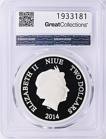 Niue 2014 Silver $2 Donald Duck 80th Anniversary KM-2186 PCGS