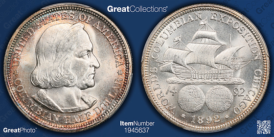 1892 World Columbian Exposition Half Dollar PCGS MS-65 (CAC Green