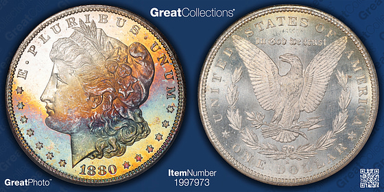 1880-S Morgan Silver Dollar NGC MS-63 ☆ PL (CAC Green) (Toned