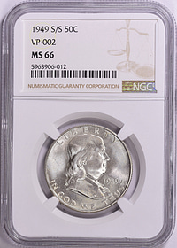 アメリカ合衆国  旧貨幣1949年 1949-S/S Franklin Half Dollar VP-002 NGC MS-66 (Item 2015957